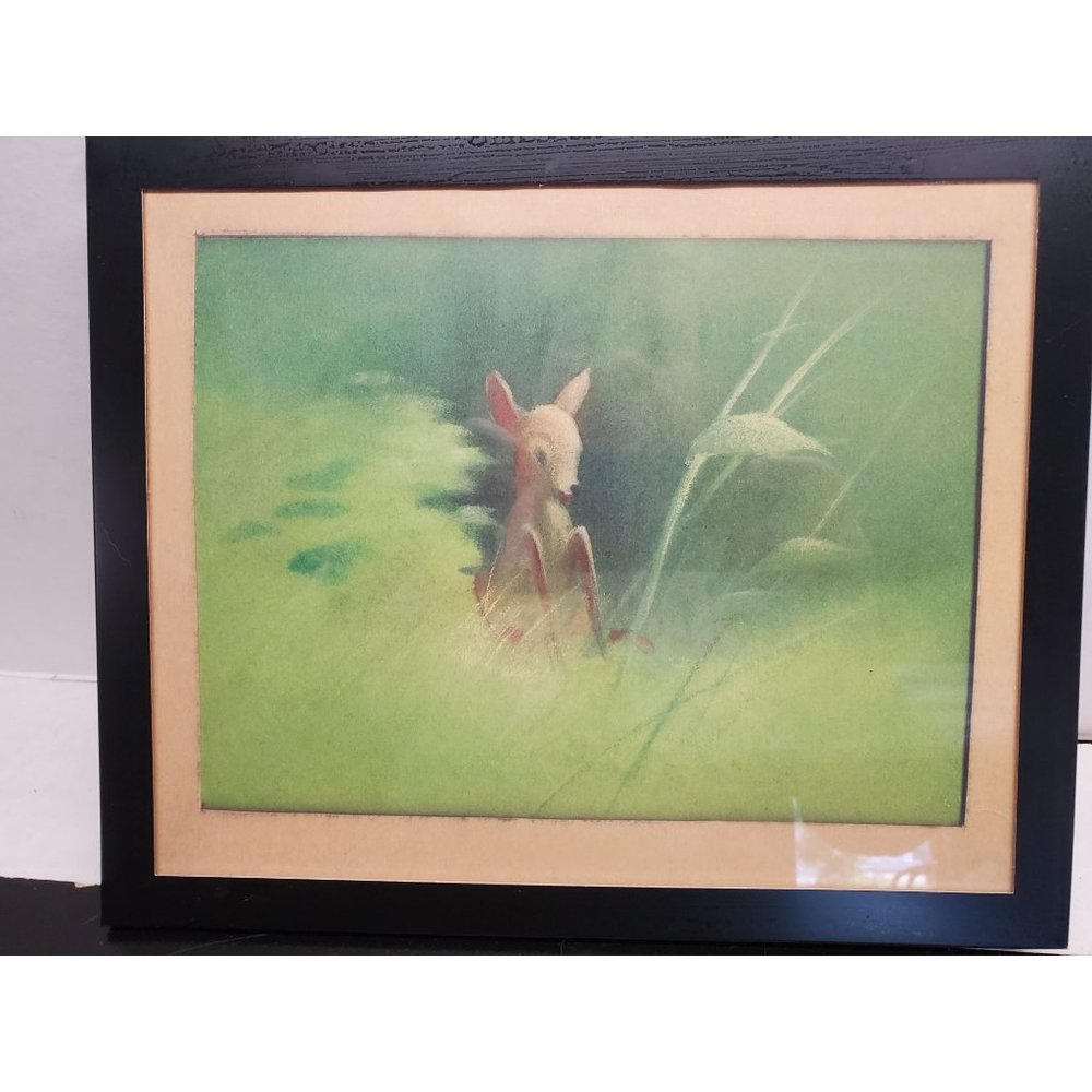 Walt Disney scene of Baby Bambi from Bambi Lithograph - Member's only collectabl